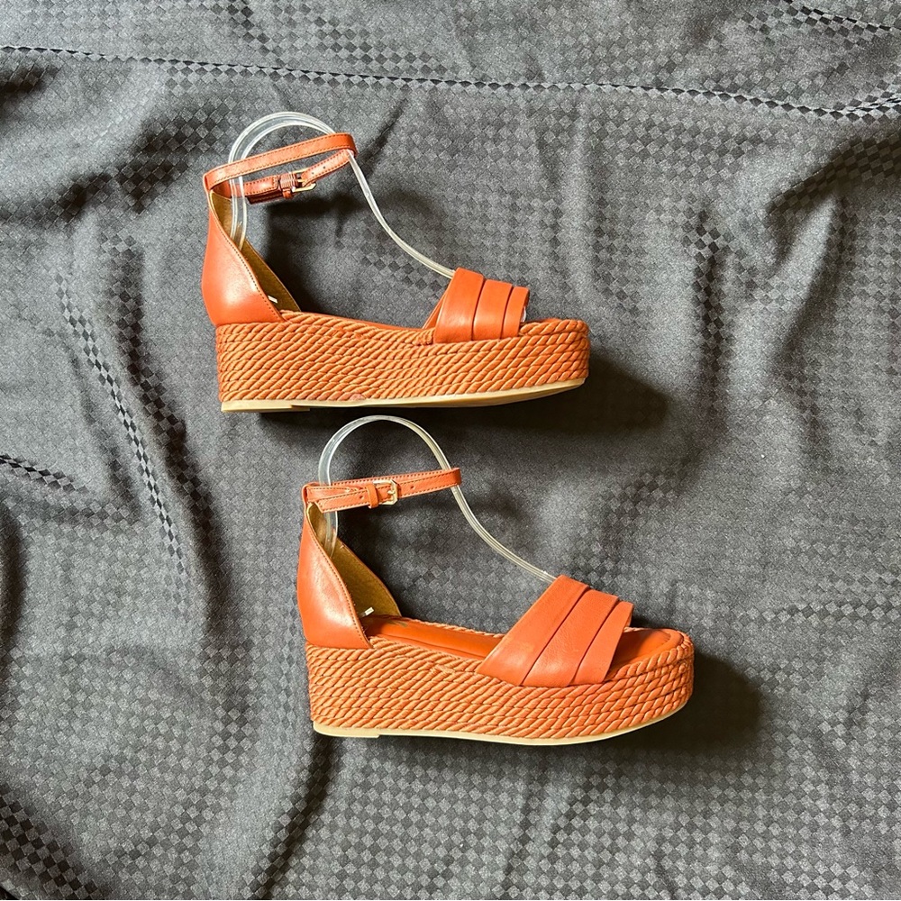 Sarto by Franco Sarto A Via leather platform espadrille ankle strap sandals